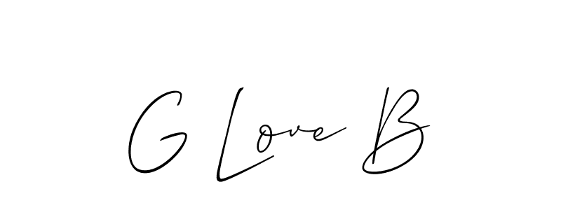 Also we have G Love B name is the best signature style. Create professional handwritten signature collection using Allison_Script autograph style. G Love B signature style 2 images and pictures png