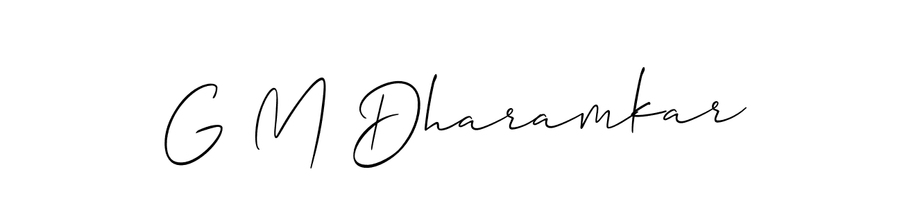 if you are searching for the best signature style for your name G M Dharamkar. so please give up your signature search. here we have designed multiple signature styles  using Allison_Script. G M Dharamkar signature style 2 images and pictures png