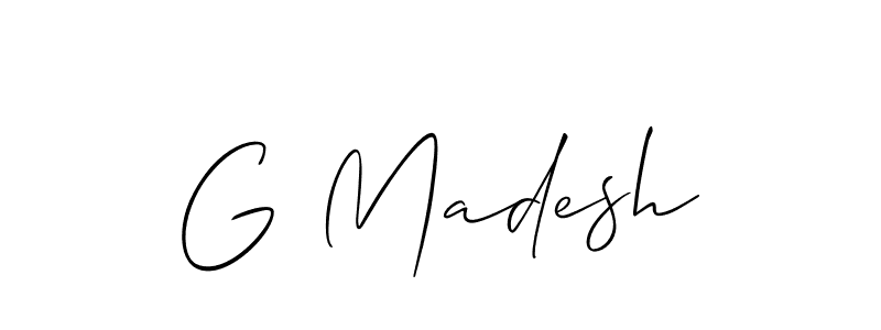 Make a short G Madesh signature style. Manage your documents anywhere anytime using Allison_Script. Create and add eSignatures, submit forms, share and send files easily. G Madesh signature style 2 images and pictures png