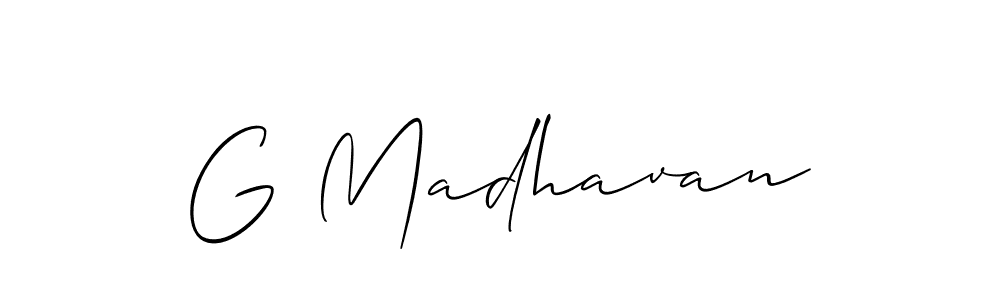 It looks lik you need a new signature style for name G Madhavan. Design unique handwritten (Allison_Script) signature with our free signature maker in just a few clicks. G Madhavan signature style 2 images and pictures png