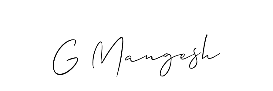 Also we have G Mangesh name is the best signature style. Create professional handwritten signature collection using Allison_Script autograph style. G Mangesh signature style 2 images and pictures png