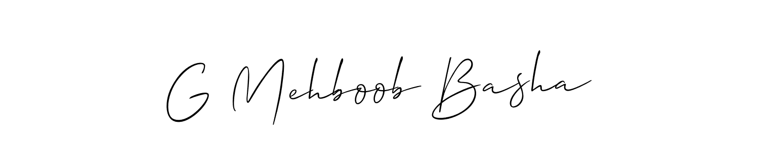 Create a beautiful signature design for name G Mehboob Basha. With this signature (Allison_Script) fonts, you can make a handwritten signature for free. G Mehboob Basha signature style 2 images and pictures png