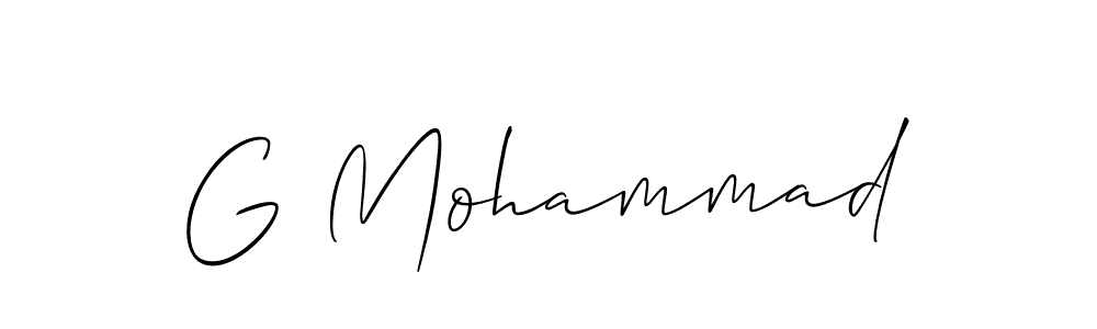 Use a signature maker to create a handwritten signature online. With this signature software, you can design (Allison_Script) your own signature for name G Mohammad. G Mohammad signature style 2 images and pictures png