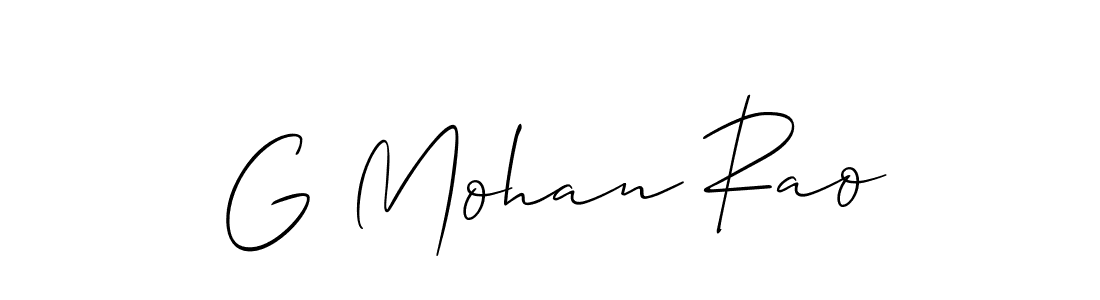 The best way (Allison_Script) to make a short signature is to pick only two or three words in your name. The name G Mohan Rao include a total of six letters. For converting this name. G Mohan Rao signature style 2 images and pictures png