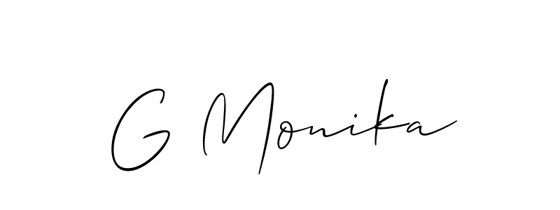 Also we have G Monika name is the best signature style. Create professional handwritten signature collection using Allison_Script autograph style. G Monika signature style 2 images and pictures png
