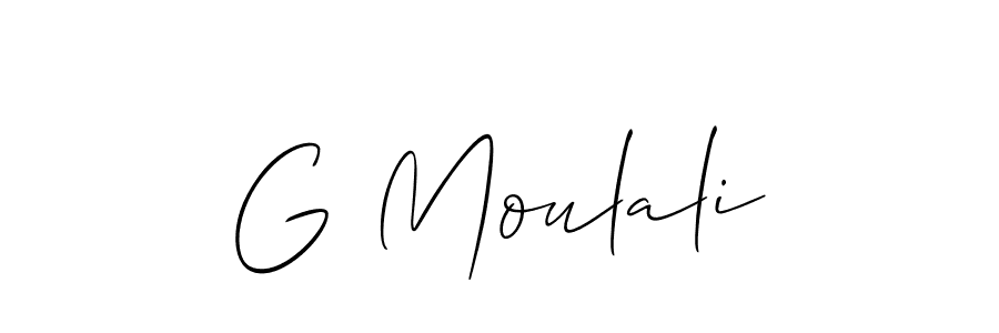 Use a signature maker to create a handwritten signature online. With this signature software, you can design (Allison_Script) your own signature for name G Moulali. G Moulali signature style 2 images and pictures png