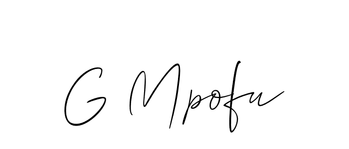 How to make G Mpofu name signature. Use Allison_Script style for creating short signs online. This is the latest handwritten sign. G Mpofu signature style 2 images and pictures png