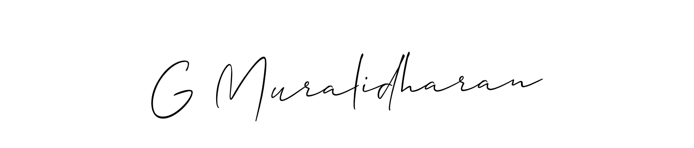 It looks lik you need a new signature style for name G Muralidharan. Design unique handwritten (Allison_Script) signature with our free signature maker in just a few clicks. G Muralidharan signature style 2 images and pictures png