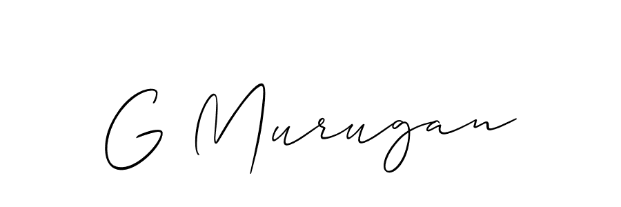 The best way (Allison_Script) to make a short signature is to pick only two or three words in your name. The name G Murugan include a total of six letters. For converting this name. G Murugan signature style 2 images and pictures png