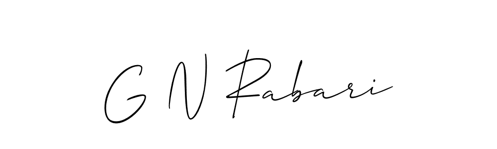 Use a signature maker to create a handwritten signature online. With this signature software, you can design (Allison_Script) your own signature for name G N Rabari. G N Rabari signature style 2 images and pictures png