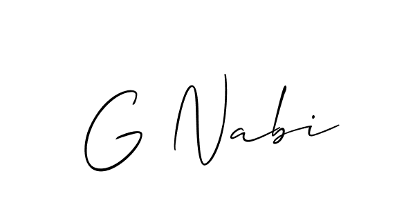 Allison_Script is a professional signature style that is perfect for those who want to add a touch of class to their signature. It is also a great choice for those who want to make their signature more unique. Get G Nabi name to fancy signature for free. G Nabi signature style 2 images and pictures png