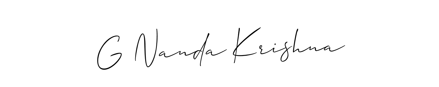 You can use this online signature creator to create a handwritten signature for the name G Nanda Krishna. This is the best online autograph maker. G Nanda Krishna signature style 2 images and pictures png