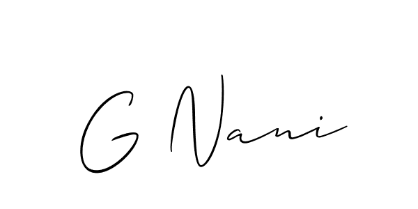 Make a short G Nani signature style. Manage your documents anywhere anytime using Allison_Script. Create and add eSignatures, submit forms, share and send files easily. G Nani signature style 2 images and pictures png