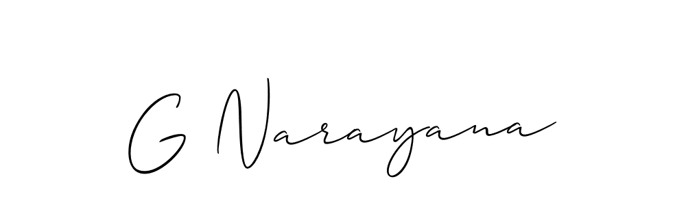 The best way (Allison_Script) to make a short signature is to pick only two or three words in your name. The name G Narayana include a total of six letters. For converting this name. G Narayana signature style 2 images and pictures png