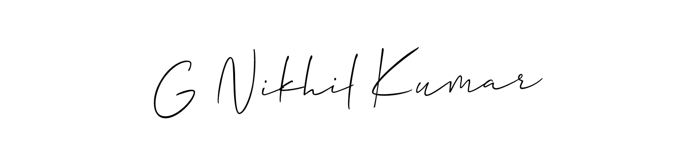 Make a short G Nikhil Kumar signature style. Manage your documents anywhere anytime using Allison_Script. Create and add eSignatures, submit forms, share and send files easily. G Nikhil Kumar signature style 2 images and pictures png