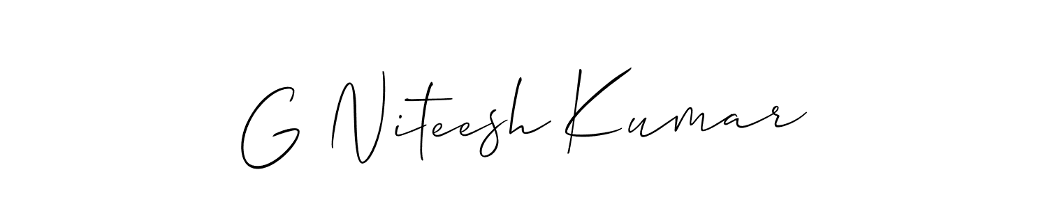 Use a signature maker to create a handwritten signature online. With this signature software, you can design (Allison_Script) your own signature for name G Niteesh Kumar. G Niteesh Kumar signature style 2 images and pictures png
