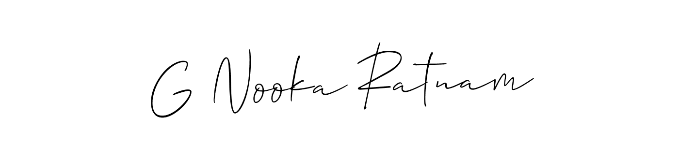 Also You can easily find your signature by using the search form. We will create G Nooka Ratnam name handwritten signature images for you free of cost using Allison_Script sign style. G Nooka Ratnam signature style 2 images and pictures png