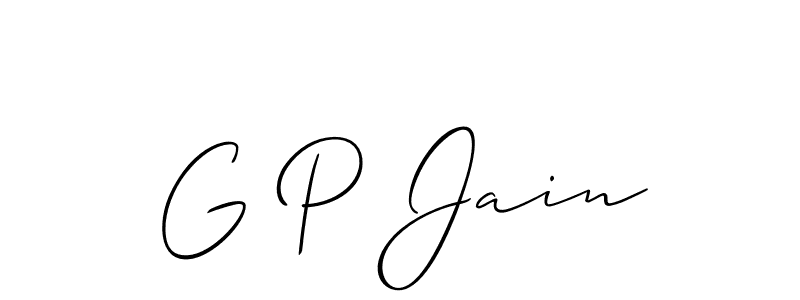 Use a signature maker to create a handwritten signature online. With this signature software, you can design (Allison_Script) your own signature for name G P Jain. G P Jain signature style 2 images and pictures png