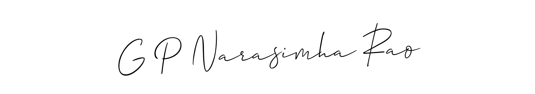 Make a beautiful signature design for name G P Narasimha Rao. With this signature (Allison_Script) style, you can create a handwritten signature for free. G P Narasimha Rao signature style 2 images and pictures png