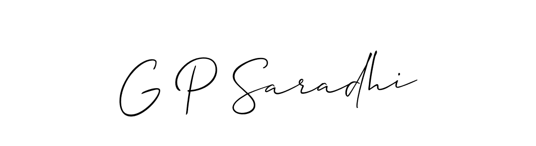 Make a beautiful signature design for name G P Saradhi. With this signature (Allison_Script) style, you can create a handwritten signature for free. G P Saradhi signature style 2 images and pictures png