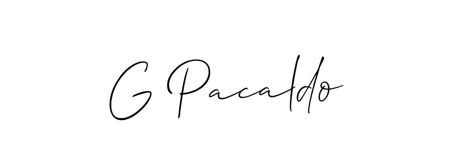 Make a beautiful signature design for name G Pacaldo. With this signature (Allison_Script) style, you can create a handwritten signature for free. G Pacaldo signature style 2 images and pictures png