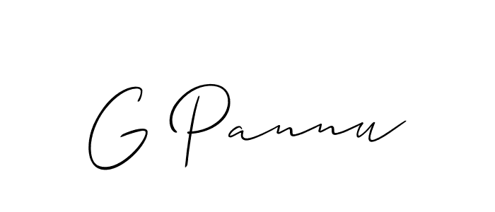 Use a signature maker to create a handwritten signature online. With this signature software, you can design (Allison_Script) your own signature for name G Pannu. G Pannu signature style 2 images and pictures png