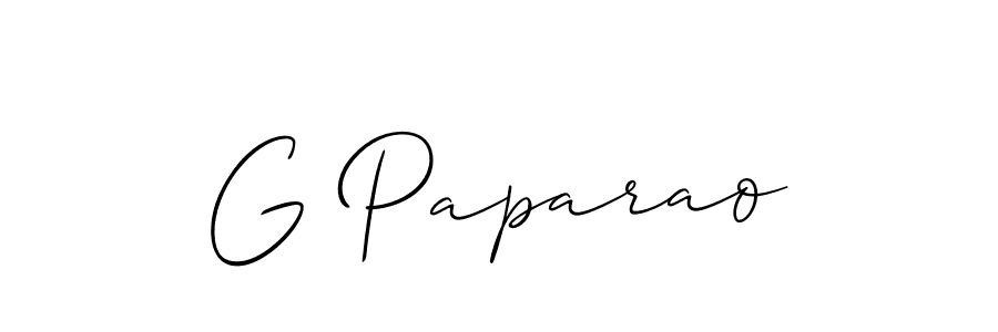 Use a signature maker to create a handwritten signature online. With this signature software, you can design (Allison_Script) your own signature for name G Paparao. G Paparao signature style 2 images and pictures png