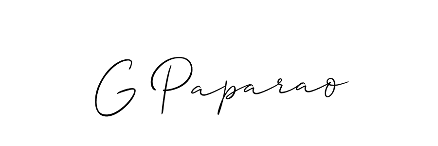 Make a short G Paparao signature style. Manage your documents anywhere anytime using Allison_Script. Create and add eSignatures, submit forms, share and send files easily. G Paparao signature style 2 images and pictures png