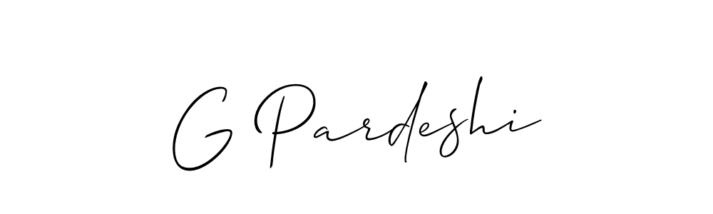 Use a signature maker to create a handwritten signature online. With this signature software, you can design (Allison_Script) your own signature for name G Pardeshi. G Pardeshi signature style 2 images and pictures png