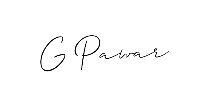 Design your own signature with our free online signature maker. With this signature software, you can create a handwritten (Allison_Script) signature for name G Pawar. G Pawar signature style 2 images and pictures png