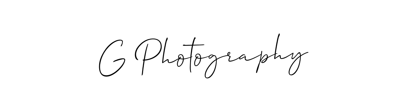 Also You can easily find your signature by using the search form. We will create G Photography name handwritten signature images for you free of cost using Allison_Script sign style. G Photography signature style 2 images and pictures png