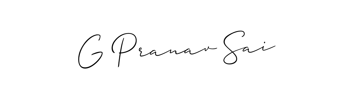 Also You can easily find your signature by using the search form. We will create G Pranav Sai name handwritten signature images for you free of cost using Allison_Script sign style. G Pranav Sai signature style 2 images and pictures png