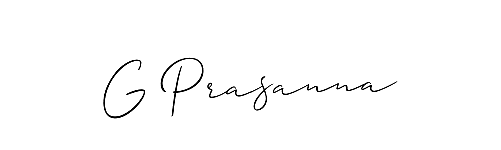 if you are searching for the best signature style for your name G Prasanna. so please give up your signature search. here we have designed multiple signature styles  using Allison_Script. G Prasanna signature style 2 images and pictures png