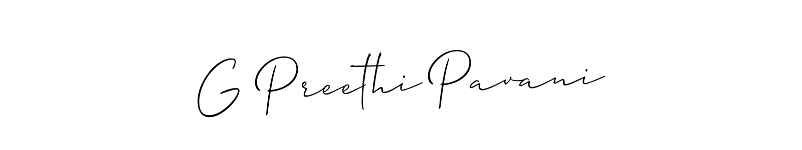 Use a signature maker to create a handwritten signature online. With this signature software, you can design (Allison_Script) your own signature for name G Preethi Pavani. G Preethi Pavani signature style 2 images and pictures png