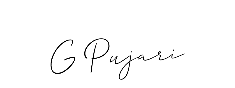 Create a beautiful signature design for name G Pujari. With this signature (Allison_Script) fonts, you can make a handwritten signature for free. G Pujari signature style 2 images and pictures png