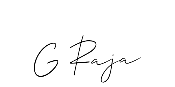 Make a beautiful signature design for name G Raja. With this signature (Allison_Script) style, you can create a handwritten signature for free. G Raja signature style 2 images and pictures png