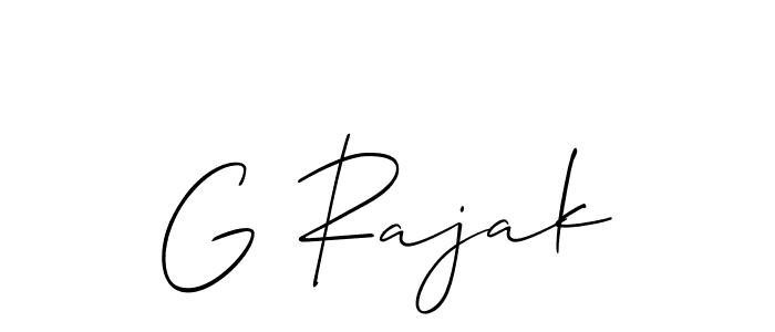 Also we have G Rajak name is the best signature style. Create professional handwritten signature collection using Allison_Script autograph style. G Rajak signature style 2 images and pictures png