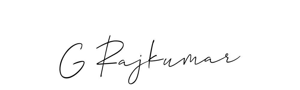 How to make G Rajkumar name signature. Use Allison_Script style for creating short signs online. This is the latest handwritten sign. G Rajkumar signature style 2 images and pictures png