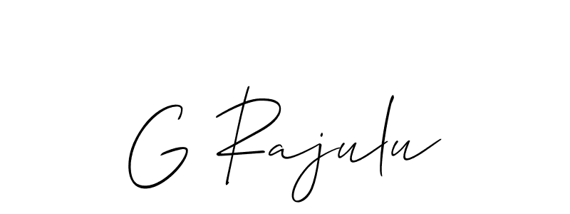 You should practise on your own different ways (Allison_Script) to write your name (G Rajulu) in signature. don't let someone else do it for you. G Rajulu signature style 2 images and pictures png