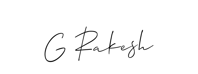 It looks lik you need a new signature style for name G Rakesh. Design unique handwritten (Allison_Script) signature with our free signature maker in just a few clicks. G Rakesh signature style 2 images and pictures png