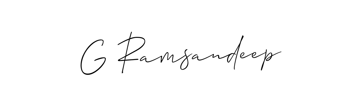 Create a beautiful signature design for name G Ramsandeep. With this signature (Allison_Script) fonts, you can make a handwritten signature for free. G Ramsandeep signature style 2 images and pictures png