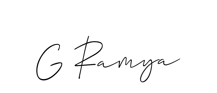 Allison_Script is a professional signature style that is perfect for those who want to add a touch of class to their signature. It is also a great choice for those who want to make their signature more unique. Get G Ramya name to fancy signature for free. G Ramya signature style 2 images and pictures png
