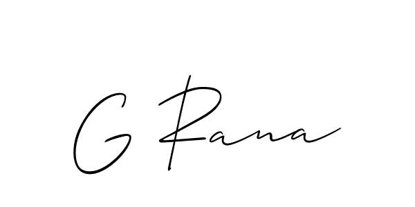 Design your own signature with our free online signature maker. With this signature software, you can create a handwritten (Allison_Script) signature for name G Rana. G Rana signature style 2 images and pictures png