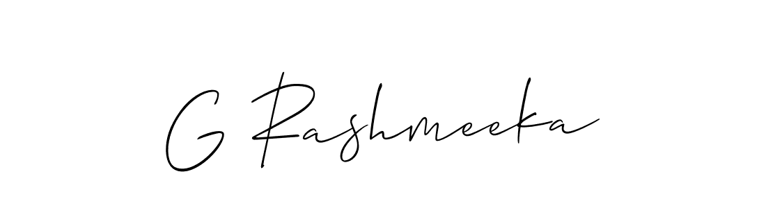 Use a signature maker to create a handwritten signature online. With this signature software, you can design (Allison_Script) your own signature for name G Rashmeeka. G Rashmeeka signature style 2 images and pictures png