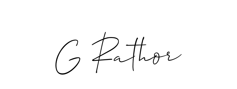 It looks lik you need a new signature style for name G Rathor. Design unique handwritten (Allison_Script) signature with our free signature maker in just a few clicks. G Rathor signature style 2 images and pictures png