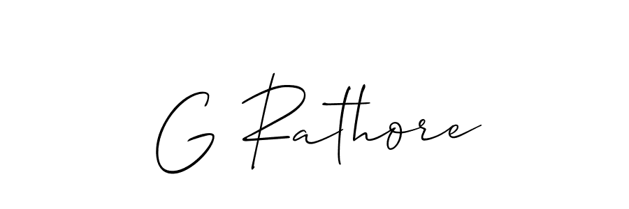 Design your own signature with our free online signature maker. With this signature software, you can create a handwritten (Allison_Script) signature for name G Rathore. G Rathore signature style 2 images and pictures png