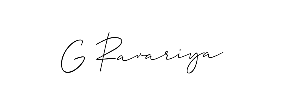 How to make G Ravariya name signature. Use Allison_Script style for creating short signs online. This is the latest handwritten sign. G Ravariya signature style 2 images and pictures png