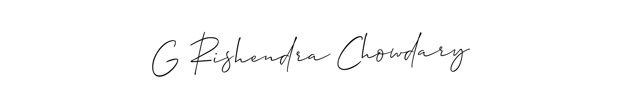 G Rishendra Chowdary stylish signature style. Best Handwritten Sign (Allison_Script) for my name. Handwritten Signature Collection Ideas for my name G Rishendra Chowdary. G Rishendra Chowdary signature style 2 images and pictures png