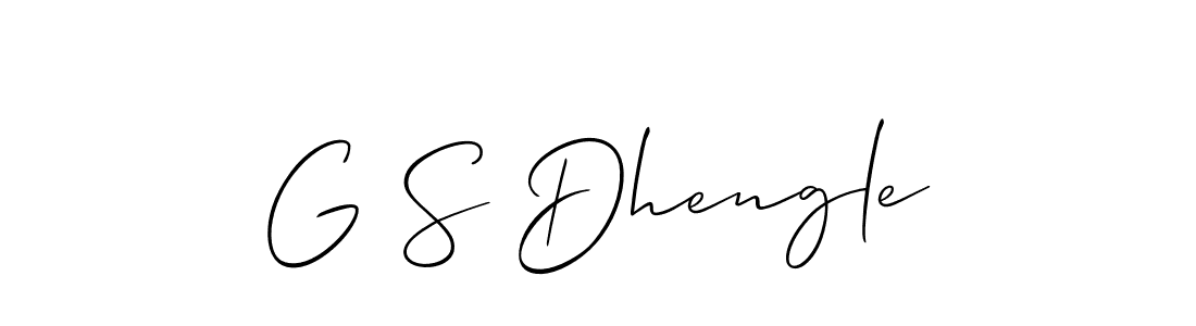 Use a signature maker to create a handwritten signature online. With this signature software, you can design (Allison_Script) your own signature for name G S Dhengle. G S Dhengle signature style 2 images and pictures png