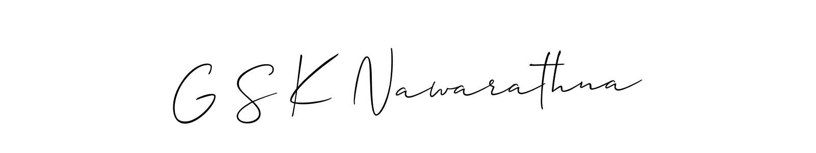 Create a beautiful signature design for name G S K Nawarathna. With this signature (Allison_Script) fonts, you can make a handwritten signature for free. G S K Nawarathna signature style 2 images and pictures png